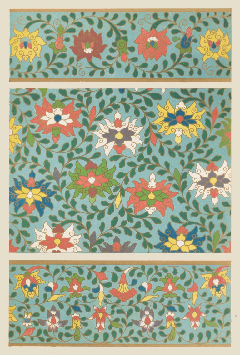 Examples of Chinese ornament, Pl.25,Contoh ornamen Cina, Pl.25,Owen Jones,Ilustrasi,Ilustrasi, bunga