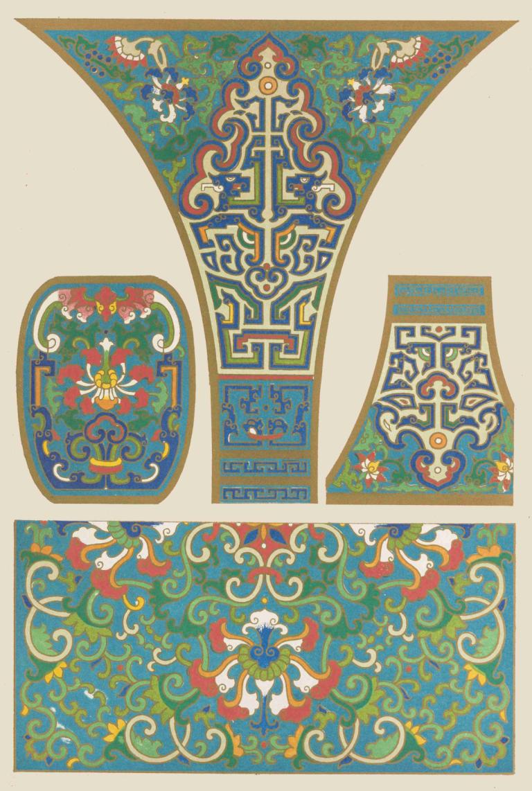 Examples of Chinese ornament, Pl.26,Contoh ornamen Cina, Pl.26,Owen Jones,Ilustrasi,Ilustrasi