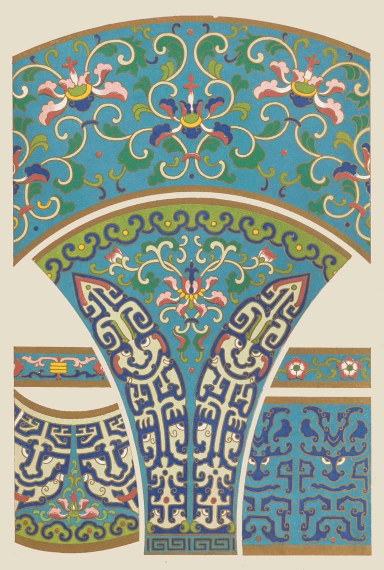 Examples of Chinese ornament, Pl.28,Eksempler på kinesisk ornament, Pl.28,Owen Jones,Illustration