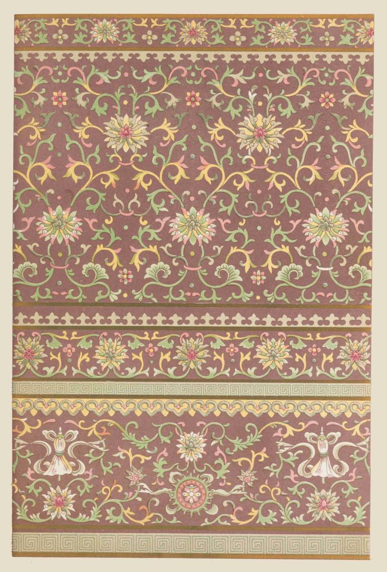 Examples of Chinese ornament, Pl.45,Çin süsleme örnekleri, Pl.45,Owen Jones,İllüstrasyon,İllüstrasyon, çiçek