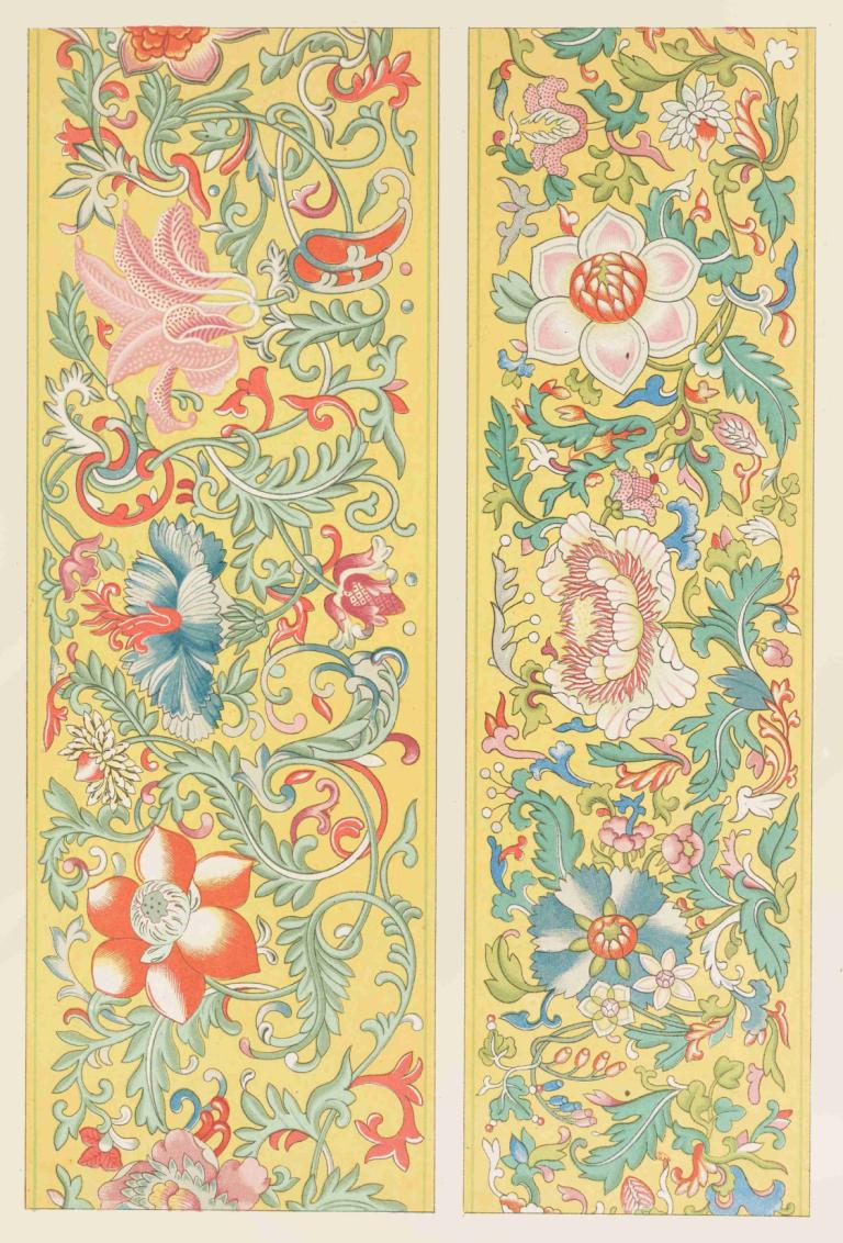 Examples of Chinese ornament, Pl.48,Owen Jones,Illustration,Illustration, flower, no humans, leaf