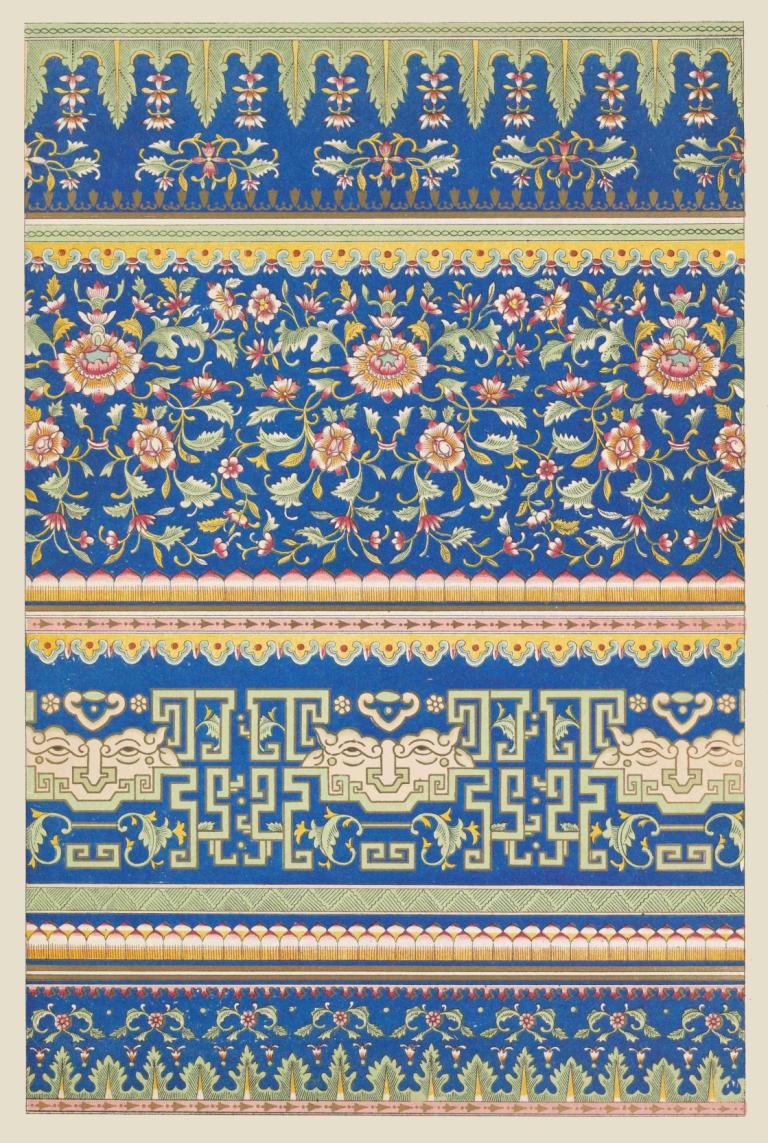 Examples of Chinese ornament, Pl.53,Contoh ornamen Cina, Pl.53,Owen Jones,Ilustrasi,Ilustrasi