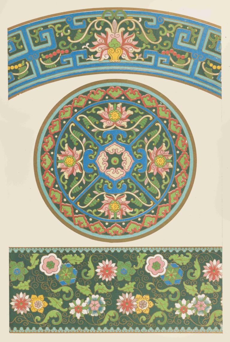 Examples of Chinese ornament, Pl.57,Příklady čínského ornamentu, Pl.57,Owen Jones,Ilustrace,Ilustrace, květ