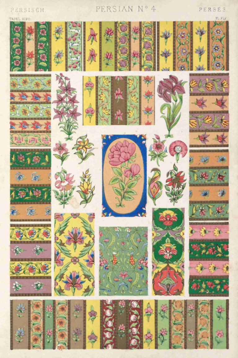 Persian No.4,Persiano n. 4,Owen Jones,Illustrazione,Illustrazione, fiore, Pokemon (creatura)