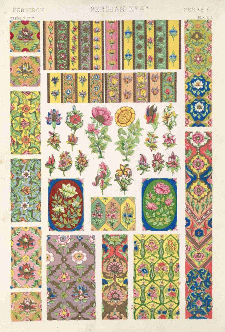 Persian No.4a,Persiano No.4a,Owen Jones,Illustrazione,Illustrazione, fiore, Pokemon (creatura)