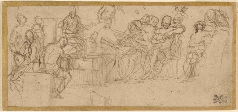 Christ Preaching in the Temple,Paolo Veronese,Copperplate Etching,Copperplate Etching, multiple boys, sketch