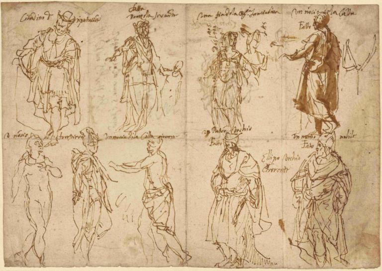 Costume Studies for Sophocles' 'Oedipus Tyrannus',Paolo Veronese,Copperplate Etching,Copperplate Etching