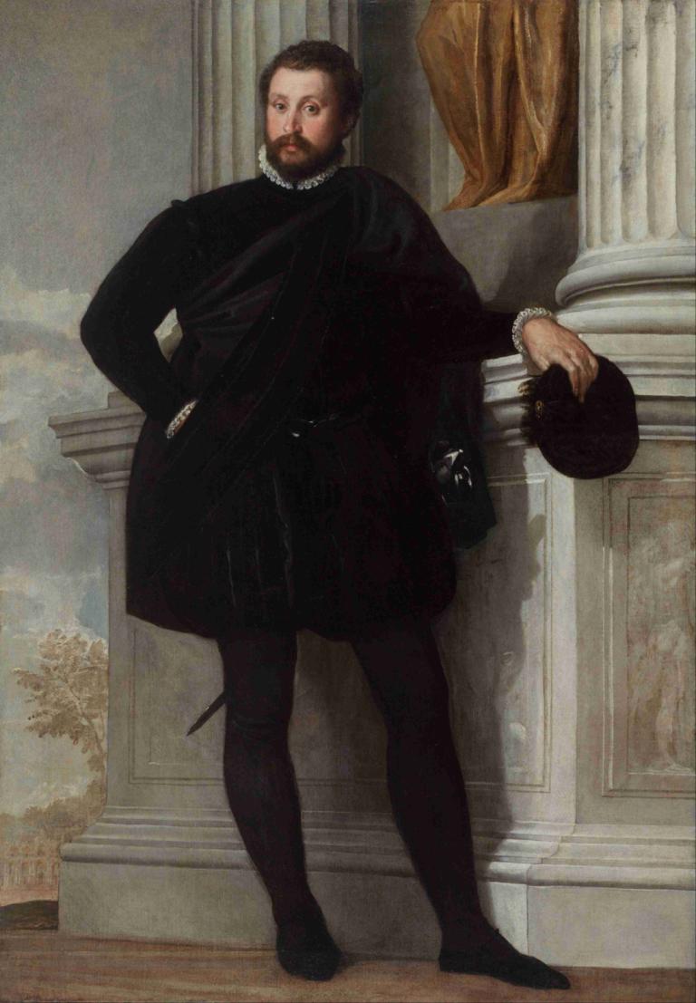 Portrait of a Man 2,《一個男人的肖像2》,Paolo Veronese,保羅·韋爾內塞,油畫,油畫, 1男孩, 男性焦點, 獨奏, 頭飾已移除, 鬍子, 帽子, 帽子被摘掉, 拿著帽子, 保持