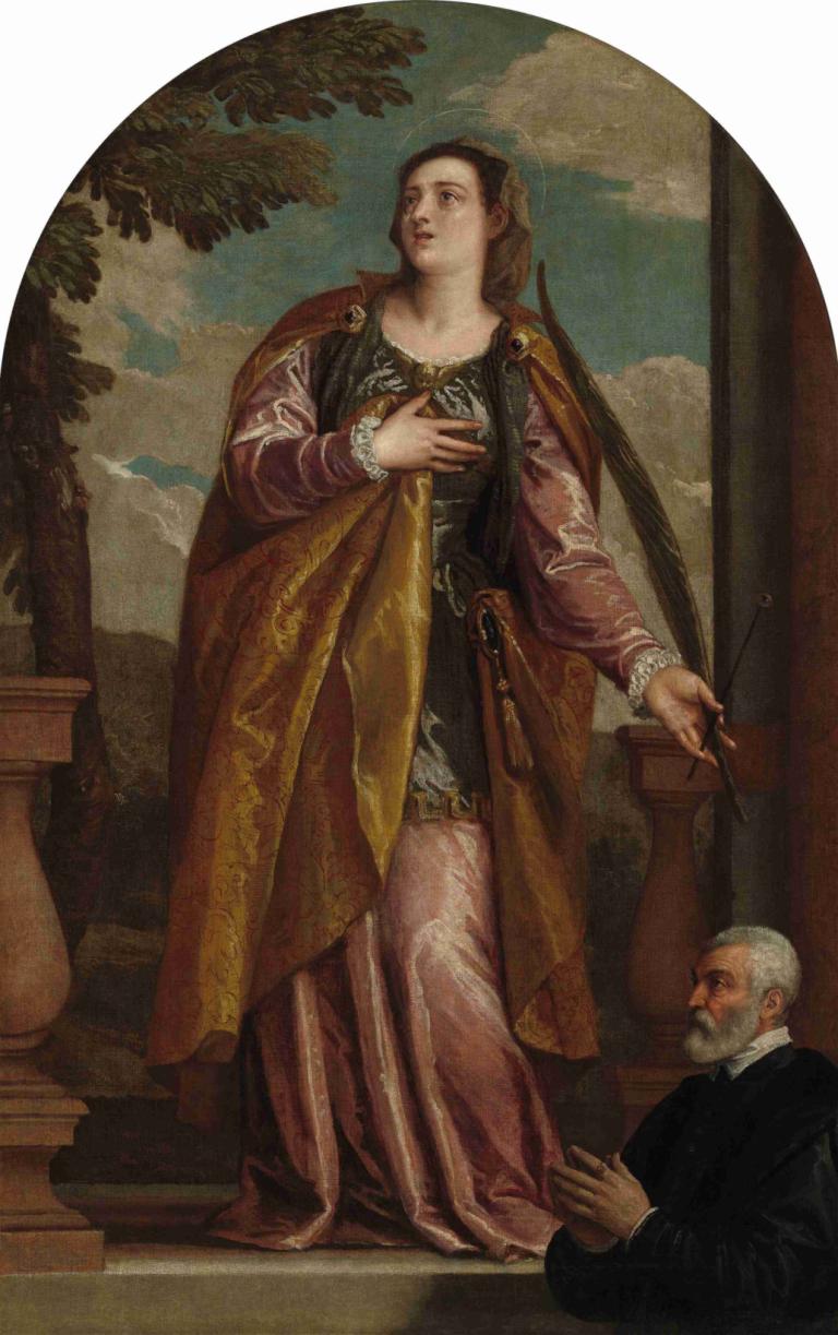 Saint Lucy and a Donor,Saint Lucy dan seorang Donor,Paolo Veronese,Lukisan cat minyak,Lukisan cat minyak