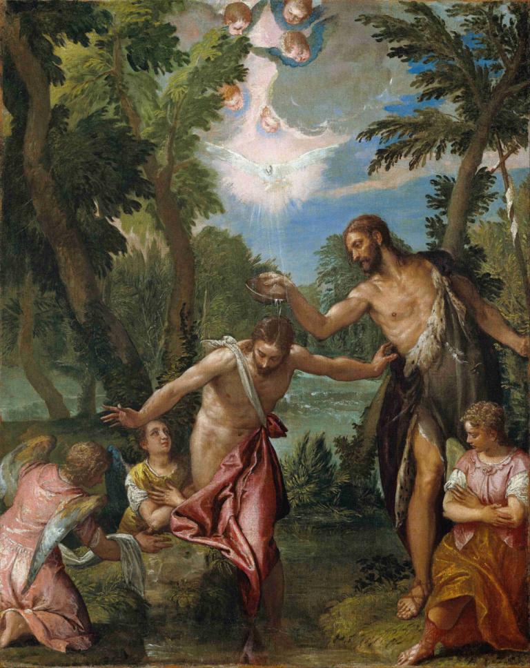 The Baptism of Christ,De doop van Christus,Paolo Veronese,Olieverf,Olieverf, parodie op beeldende kunst