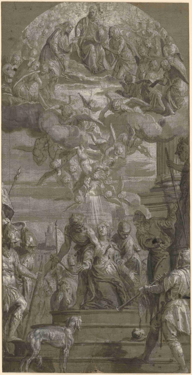 The Martyrdom of Saint Justina,Paolo Veronese,Copperplate Etching,Copperplate Etching, monochrome