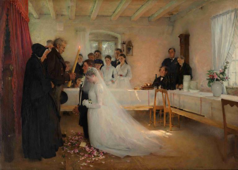 Blessing of the Young Couple Before Marriage,Pascal-Adolphe-Jean Dagnan-Bouveret,Oil Painting,Oil Painting