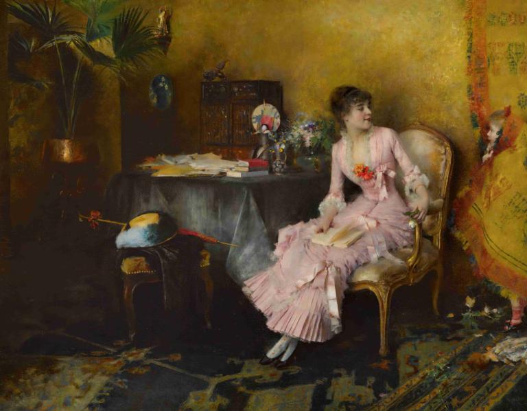 Jeune Femme En Rose Avec Son Enfant,아이와 함께 분홍색 옷을 입은 젊은 여성,Pascal-Adolphe-Jean Dagnan-Bouveret