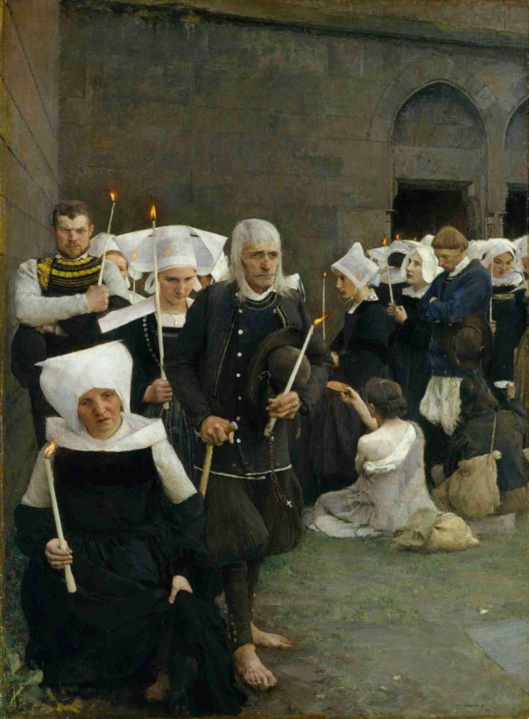 The Pardon in Brittany,Benådningen i Bretagne,Pascal-Adolphe-Jean Dagnan-Bouveret,Oljemaleri,Oljemaleri