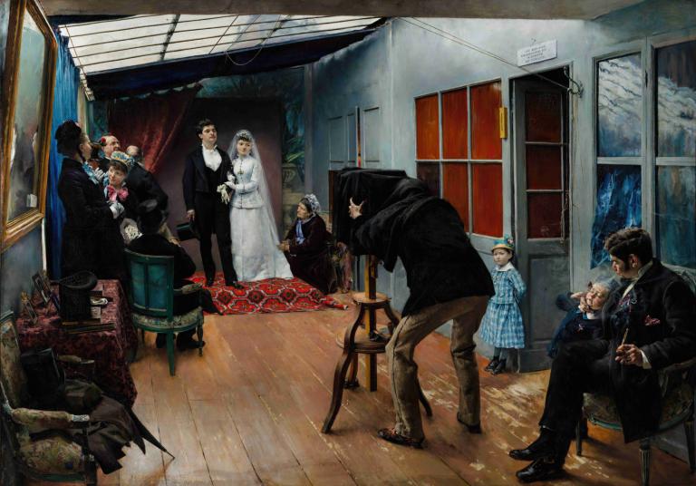 Wedding in the Photographer’s Studio,Pascal-Adolphe-Jean Dagnan-Bouveret,Oil Painting,Oil Painting