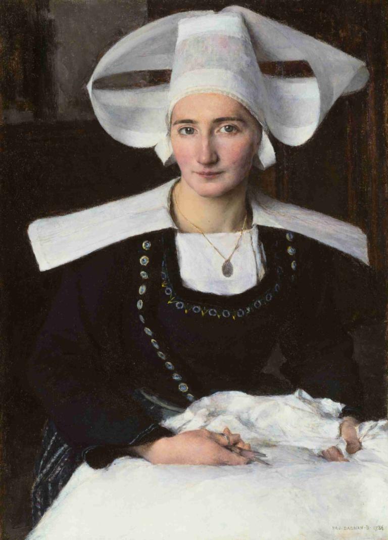 Woman from Brittany,Nainen Bretagnesta,Pascal-Adolphe-Jean Dagnan-Bouveret,Öljymaalaus,Öljymaalaus, yksin