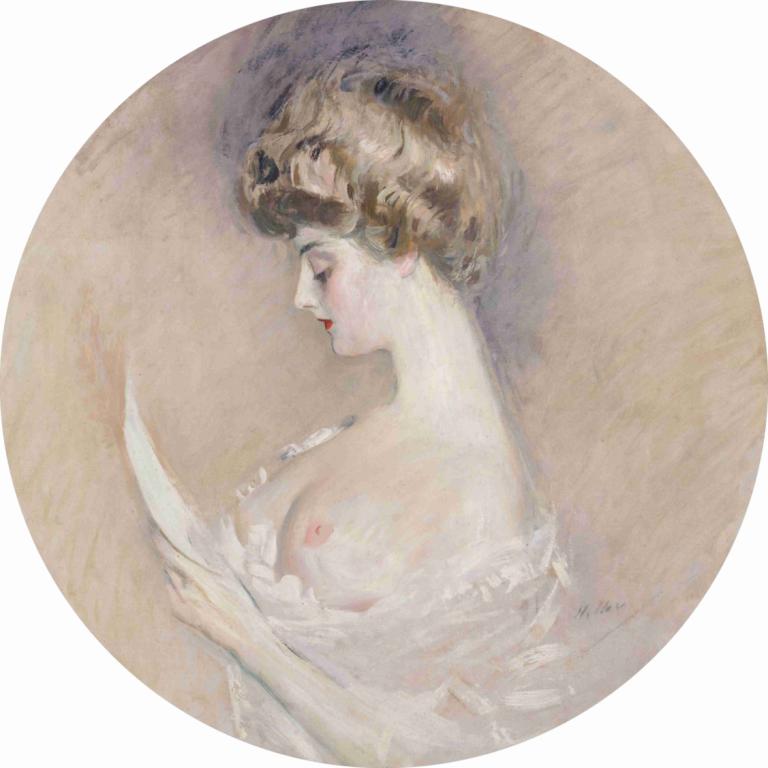 Portrait de Marthe Letellier, née Fourton,Porträtt av Marthe Letellier, född Fourton,Paul César Helleu