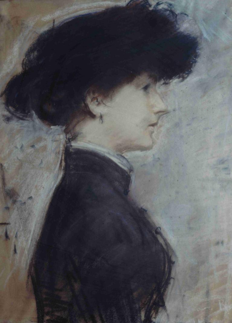 Portrait de femme de profil,Porträtt av en kvinna i profil,Paul César Helleu,Oljemålning,Oljemålning, solo