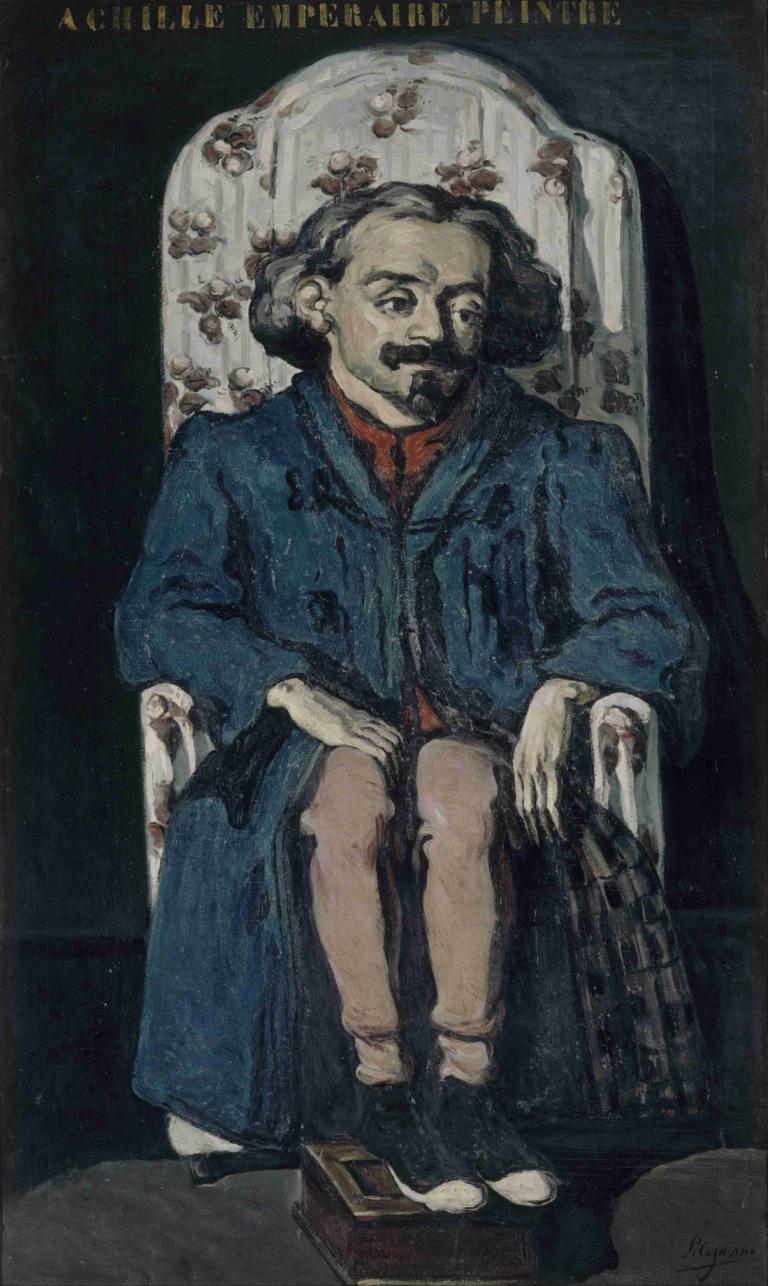 Achille Emperaire,Paul Cézanne,Oil Painting,Oil Painting, solo, 1boy, male focus, facial hair, sitting