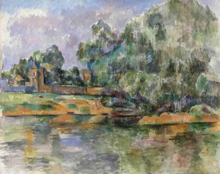 Banks of the Seine at Médan,Paul Cézanne,Oil Painting,Oil Painting, no humans, outdoors, scenery