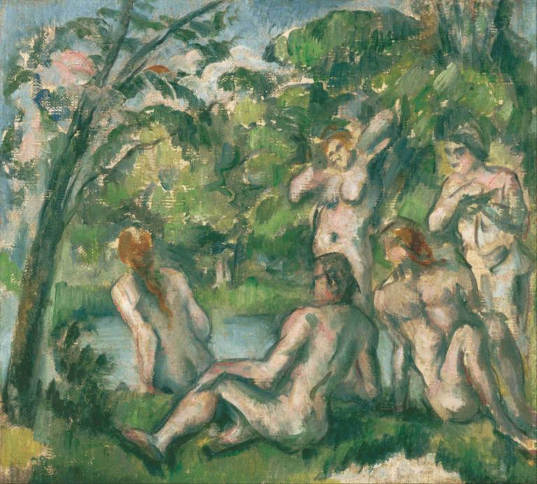 Bathers 2,Badegäste 2,Paul Cézanne,Ölgemälde,Ölgemälde, mehrere Jungen, nackt, Natur