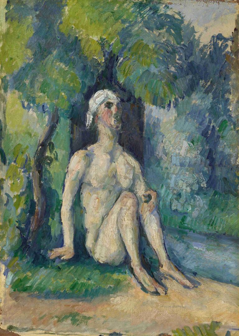 Bathers Sitting On The Water,Badende auf dem Wasser sitzend,Paul Cézanne,Ölgemälde,Ölgemälde, Solo, nackt