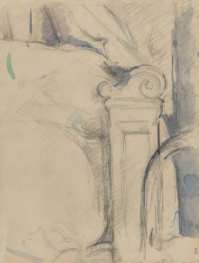 Bedpost (verso),Bettpfosten (verso),Paul Cézanne,Skizze,Skizze, traditionelle Medien, skizzieren, Säule