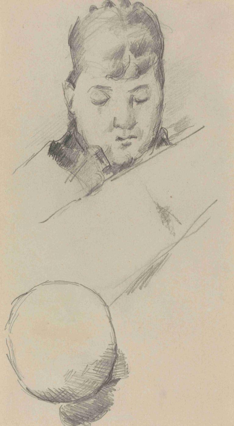 Bust of Madame Cézanne (verso),Büste von Madame Cézanne (verso),Paul Cézanne,Skizze,Skizze, einfarbig, 1Junge