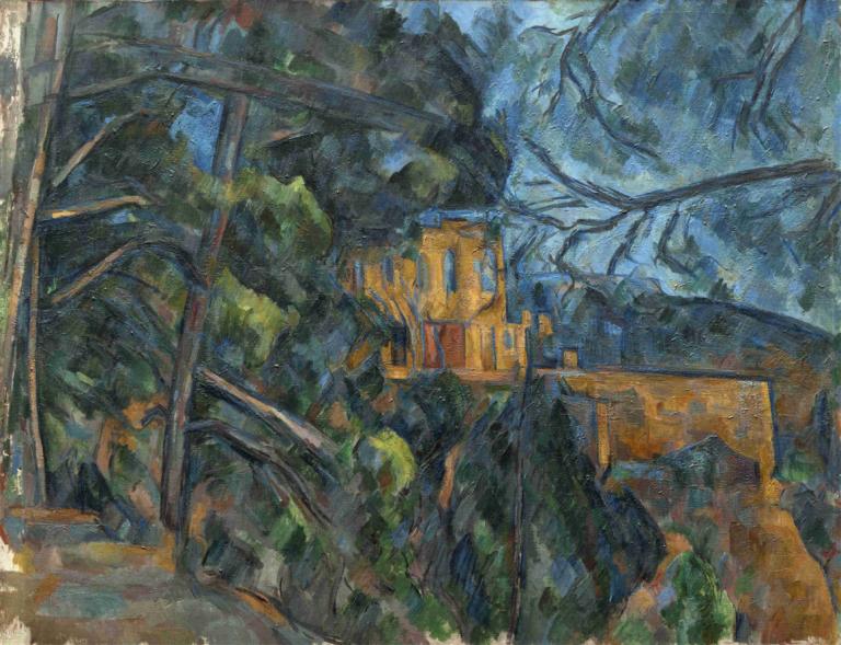 Château Noir,Schwarzes Schloss,Paul Cézanne,Ölgemälde,Ölgemälde, keine Menschen, Baum, traditionelle Medien