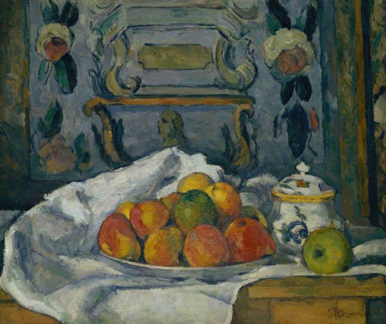 Dish of Apples,Schale mit Äpfeln,Paul Cézanne,Ölgemälde,Ölgemälde, Obst, Essen, keine Menschen, Apfel