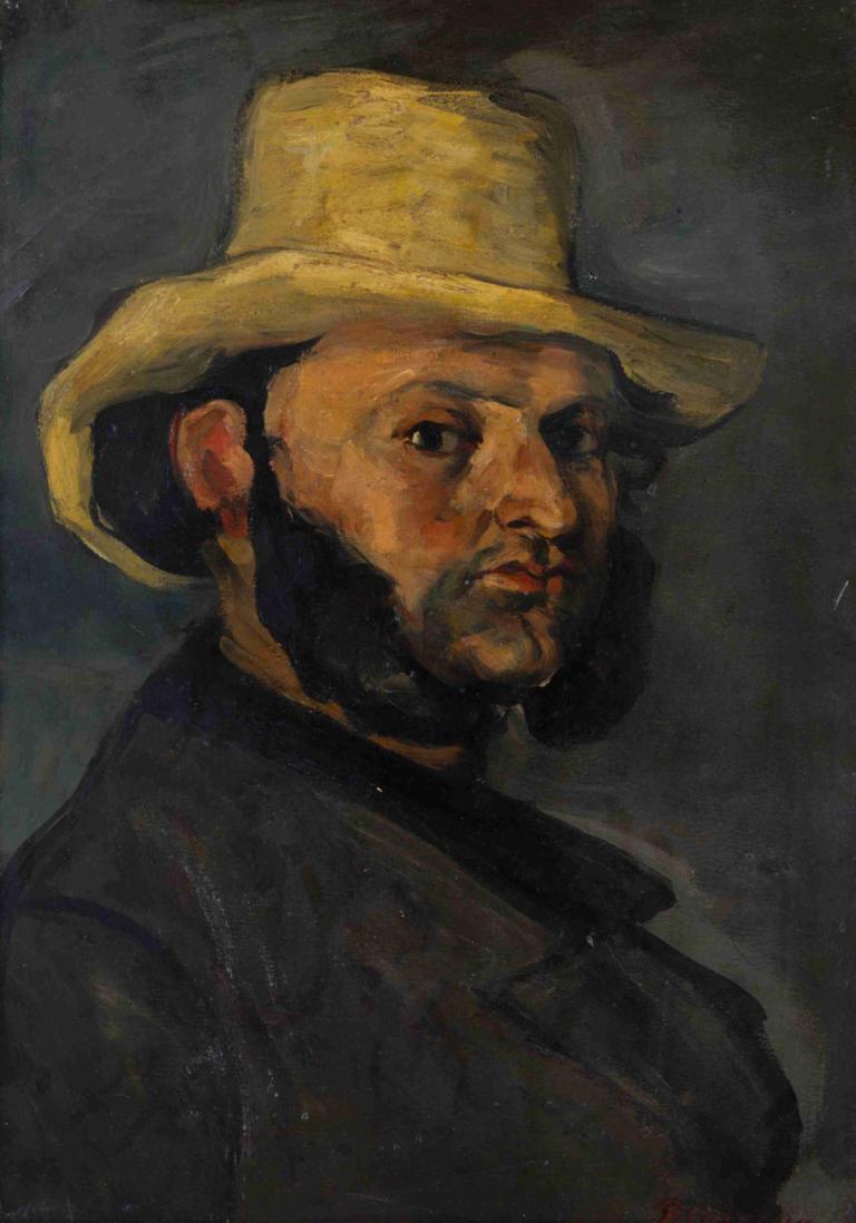 Gustave Boyer (b. 1840) in a Straw Hat,Gustave Boyer (f. 1840) i stråhat,Paul Cézanne,Oliemaleri,Oliemaleri