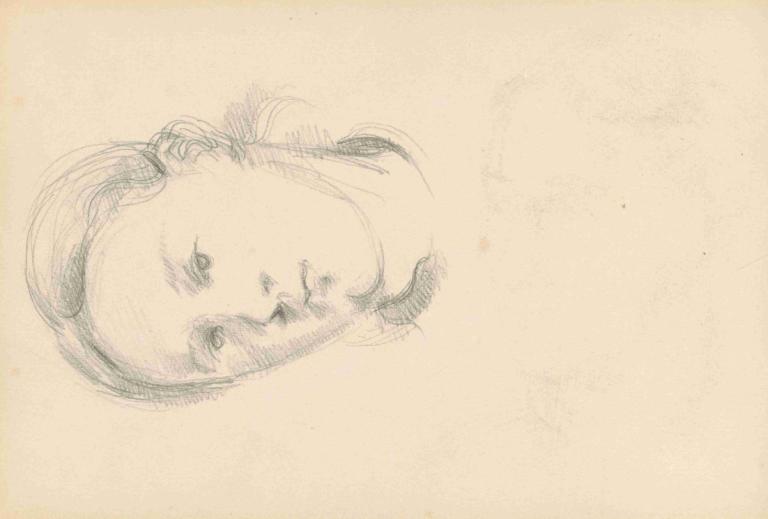 Head of a Young Woman,Kopf einer jungen Frau,Paul Cézanne,Skizze,Skizze, einfarbig, Solo