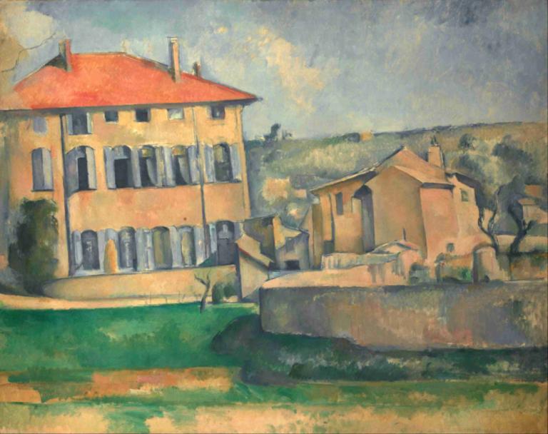 House in Aix,Haus in Aix,Paul Cézanne,Ölgemälde,Ölgemälde, keine Menschen, draußen, Landschaft