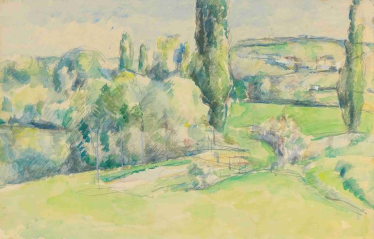 La Côte Du Jallais À Pontoise,Paul Cézanne,Yağlı boya,Yağlı boya, açık havada, geleneksel medya, manzara