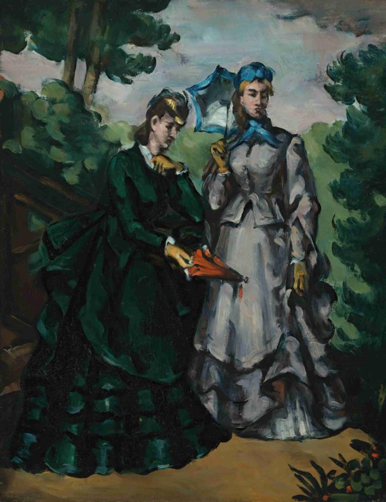 La Promenade,Paul Cézanne,Yağlı boya,Yağlı boya, elbise, ağaç, güzel sanatlar parodisi