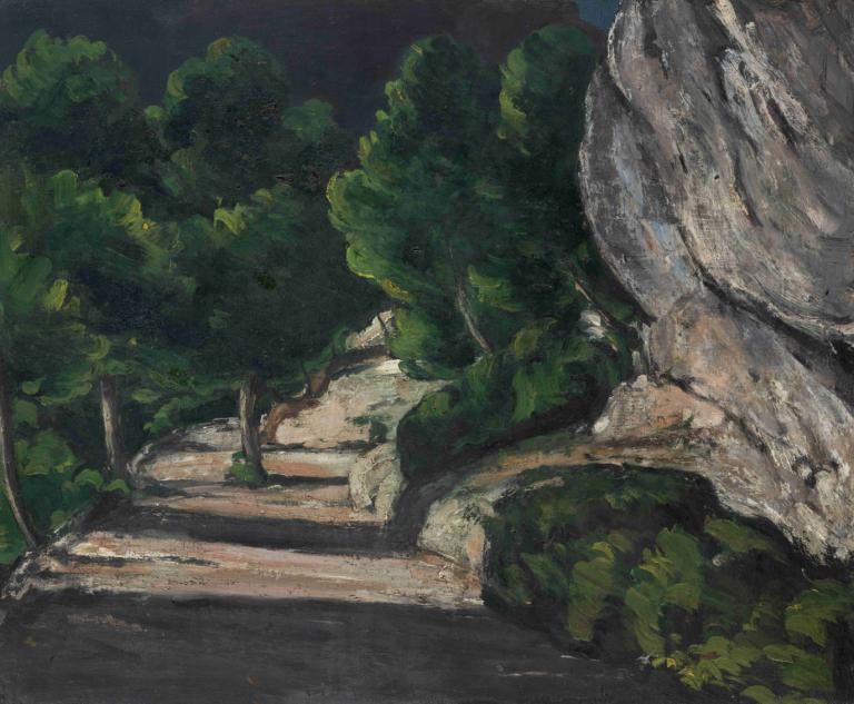 Landscape. Road with Trees in Rocky Mountains,Manzara. Kayalık Dağlarda Ağaçlı Yol,Paul Cézanne,Yağlı boya