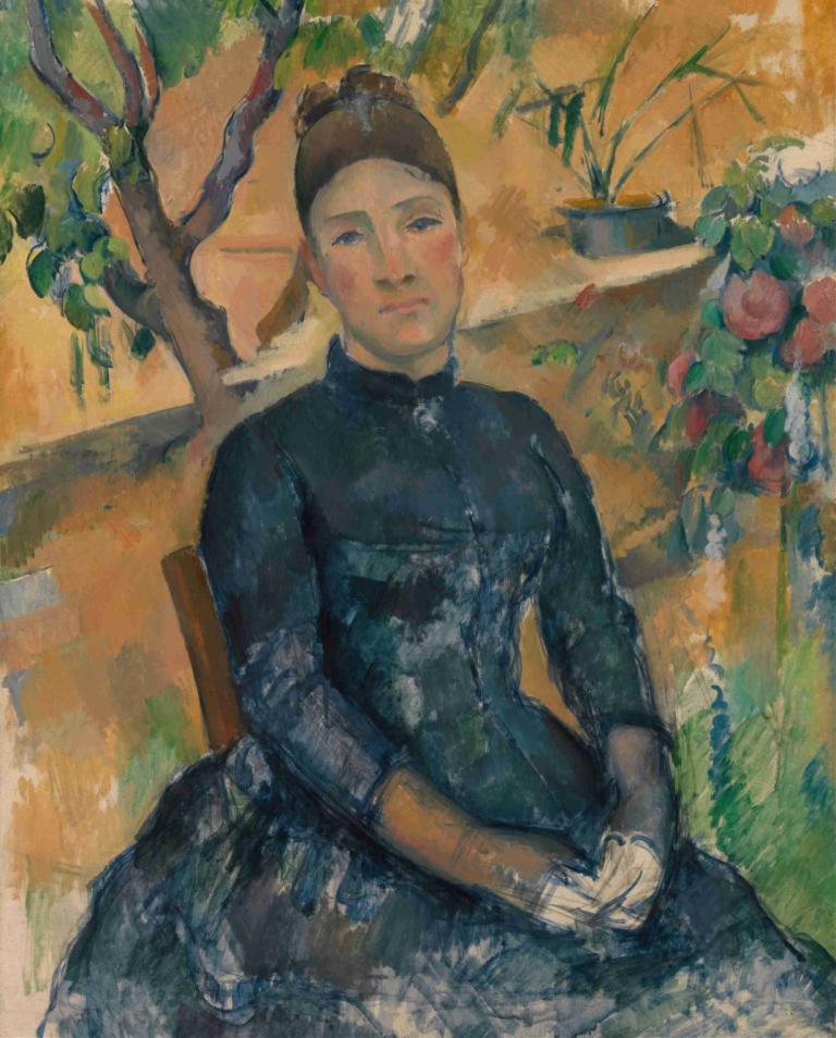 Madame Cézanne in the Conservatory,Мадам Сезанн в консерватории,Paul Cézanne,Поль Сезанн,Картина Маслом