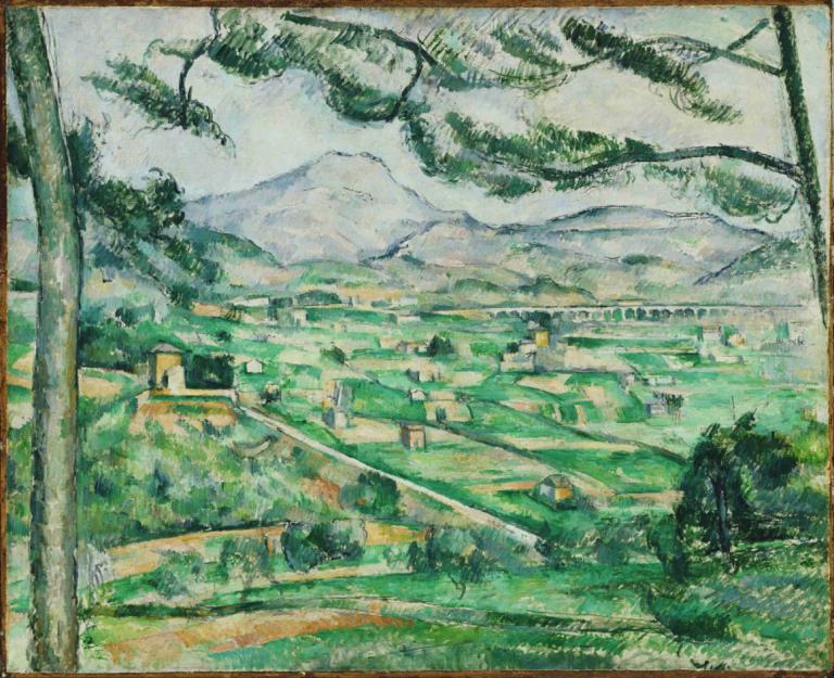 Mont Sainte-Victoire 2,Paul Cézanne,Oil Painting,Oil Painting, scenery, outdoors, tree, traditional media