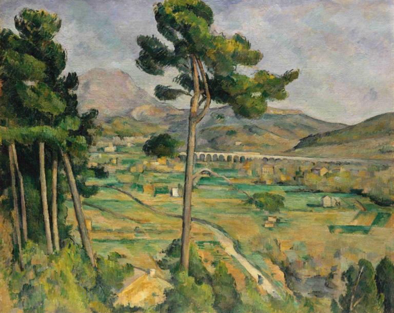 Mont Sainte-Victoire and the Viaduct of the Arc River Valley,Paul Cézanne,Oil Painting,Oil Painting