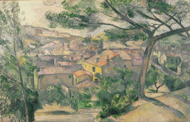 Morning View of L'Estaque Against the Sunlight,Aamunäkymä L'Estaquesta auringonvalossa,Paul Cézanne