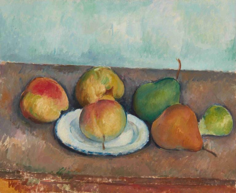 Nature morte; pommes et poires,Asetelma; omenat ja päärynät,Paul Cézanne,Öljymaalaus,Öljymaalaus, ruokaa