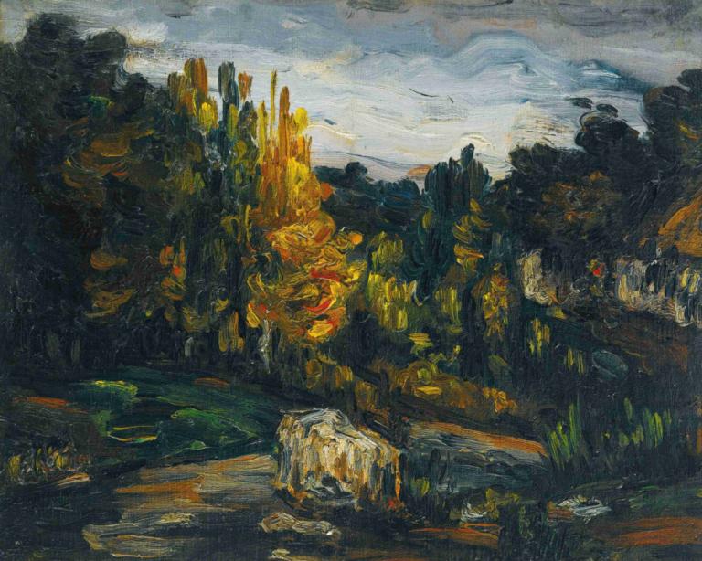 Paysage,Maisema,Paul Cézanne,Öljymaalaus,Öljymaalaus, ei ihmisiä, maisema, ulkona, pilvi, perinteistä mediaa