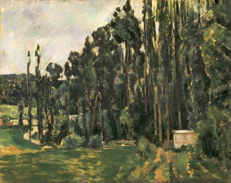 Poplars,Populieren,Paul Cézanne,Olieverf,Olieverf, geen mensen, landschap, buitenshuis, traditionele media