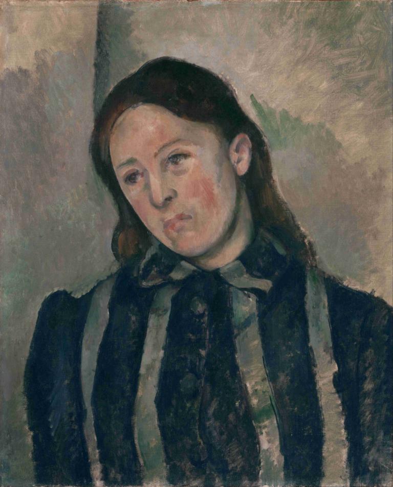 Portrait of Madame Cézanne 2,Paul Cézanne,Oil Painting,Oil Painting, 1girl, solo, traditional media