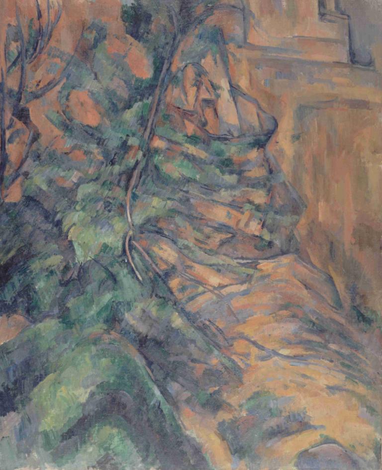 Rochers et branches à Bibémus,Kiviä ja oksia Bibémusissa,Paul Cézanne,Öljymaalaus,Öljymaalaus