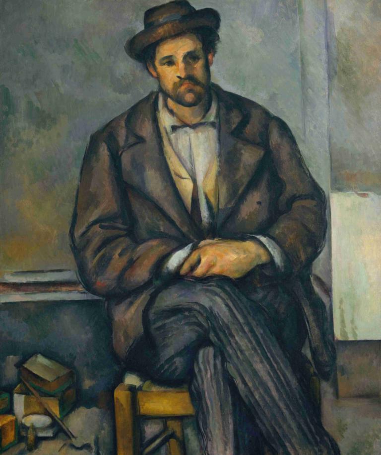 Seated Peasant,Istuva talonpoika,Paul Cézanne,Öljymaalaus,Öljymaalaus, 1 poika, miehen keskittyminen, yksin