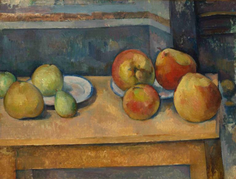 Still Life with Apples and Pears,Paul Cézanne,Oil Painting,Oil Painting, no humans, food, fruit, food focus