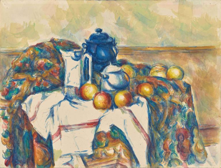 Still Life with Blue Pot,Asetelma sinisen ruukun kanssa,Paul Cézanne,Öljymaalaus,Öljymaalaus, yksin