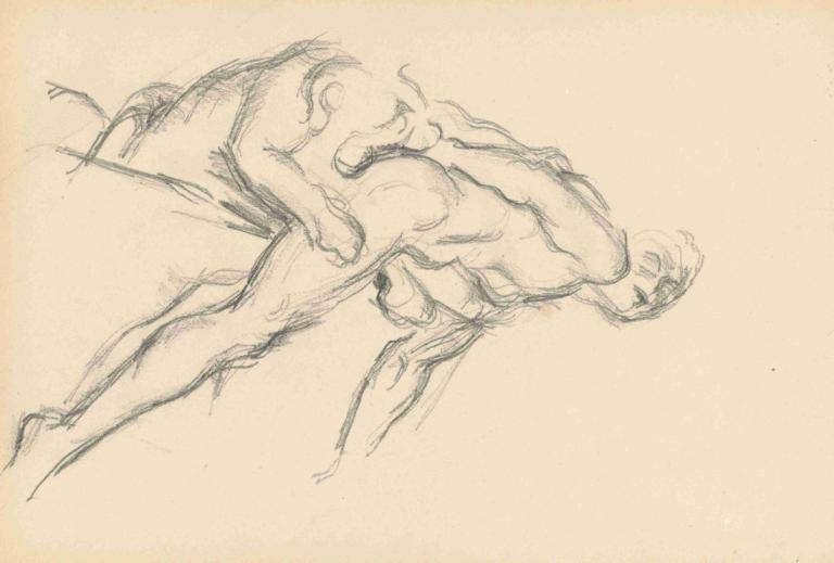 Study of Puget's 'Milo of Crotona',Studie af Pugets 'Milo of Crotona',Paul Cézanne,Skitse,Skitse, skitse