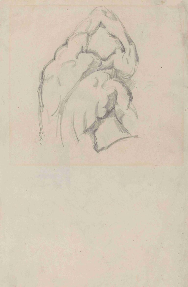 Study of the 'Ecorché' (recto),《Ecorché》研究(RECTO),Paul Cézanne,保羅·塞尚,素描,素描, 1個女孩, 草圖, 單色, 傳統媒體, 獨奏, 簡單的背景